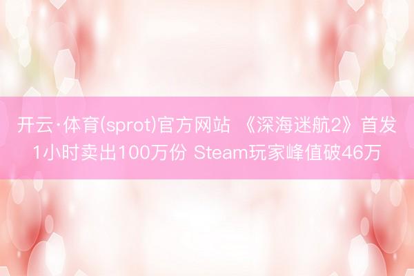 开云·体育(sprot)官方网站 《深海迷航2》首发1小时卖出100万份 Steam玩家峰值破46万
