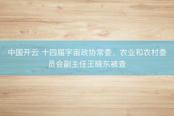 中国开云 十四届宇宙政协常委、农业和农村委员会副主任王晓东被查