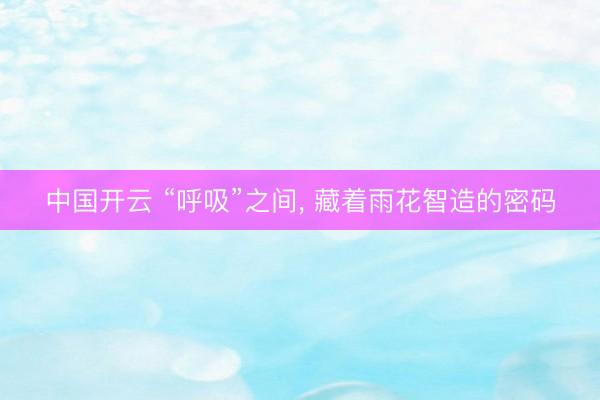 中国开云 “呼吸”之间， 藏着雨花智造的密码