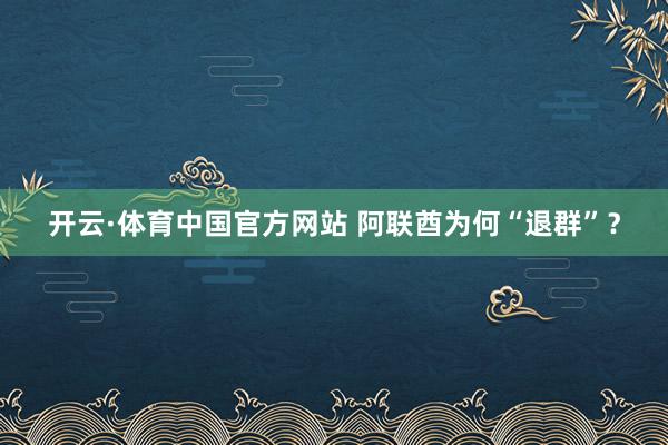 开云·体育中国官方网站 阿联酋为何“退群”？